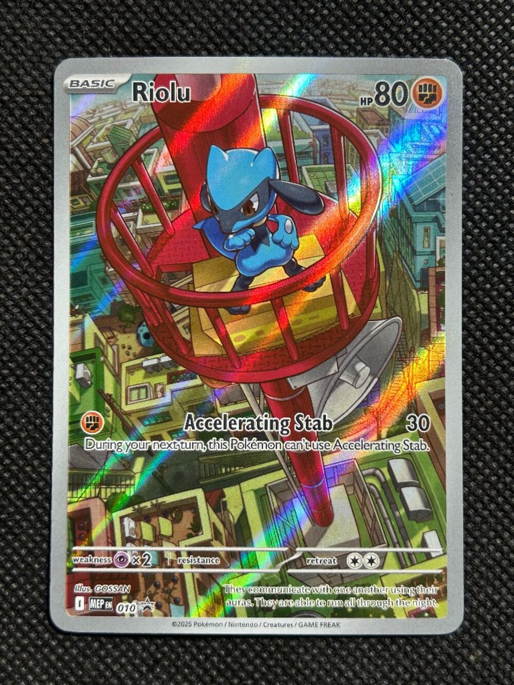 Pokémon Riolu Promo Holo Card 010 Me: Mega Evolution 80 HP Basic Fighting